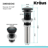 Kraus PU11MB - Pop Up Drain with Overflow Dimension