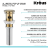 Kraus PU11BG - Pop Up Drain with Overflow Features