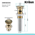 Kraus PU11BG - Pop Up Drain with Overflow Dimension
