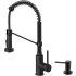 Kraus Bolden Series KPF1610MBKSD43MB - Commercial Style Pull-Down Single Handle 18" Kitchen Faucet in Matte Black with Soap Dispenser