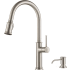 Kraus Sellette KPF1680SFSKSD80SFS - Single Handle Pull Down Kitchen Faucet with Deck Plate and Soap Dispenser in all-Brite Spot Free Stainless Steel