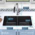 Elkay Quartz Classic ELGU3322BK0FLC - 18 1/2 Inch Undermount Double Bowl Kitchen Sink with Filtered Faucet - Dimension