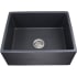 Nantucket Sinks Vineyard Collection FCFS2418SMATTEBLACK - 23 Inch Farmhouse Apron Single Bowl Stainless Steel Sink with Dampening Pad