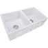 Nantucket Sinks Vineyard Collection FCFS3318DFILIGREE - 33 Inch Double Bowl Farmhouse Fireclay Sink Angled View
