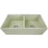 Nantucket Sinks Vineyard Collection FCFS3318DSHABBYGREEN - 33 Inch Double Bowl Farmhouse Kitchen Sink with Fireclay Construction