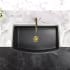 Nantucket Sinks Vineyard Collection FCFS3320CAMB - 33 Inch Matte Black Farmhouse Fireclay Sink with Curved Apron_LifeStyle View