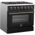 Forno Galiano FFSGS624436BLK - Galiano – 36″ Freestanding Gas Range in Angled View
