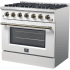 Forno Galiano FFSGS624436WHT - Galiano – 36″ Freestanding Gas Range in Front Angled View