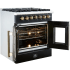 Forno Galiano FFSGS635630BLK - 30-inch Galiano Dual Fuel French Door Range in Opened Angled View