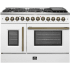 Forno Galiano FFSGS635648WHT - Galiano 48-Inch French Door Dual Fuel Range, 8 Sealed Burners in Front View