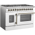 Forno Galiano FFSGS635648WHT - Galiano 48-Inch French Door Dual Fuel Range, 8 Sealed Burners in Front Angled View