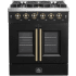 Forno Galiano FFSGS644430BLK - Galiano 30″ Freestanding French Door Gas Range in Front View