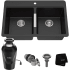 Kraus KGD433B10075MB - 33 Inch Quarza™ Dual Mount Double Bowl Granite Kitchen Sink with WasteGuard™ Garbage Disposal