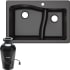 Kraus Quarza Series KGD442BL10075MB - 33" Undermount Double Basin Granite Kitchen Sink with Garbage Disposal