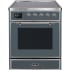 Ilve Majestic II Collection UMI30NE3BGC - Majestic II 30 Inch Electric Freestanding Range in Blue Grey with Chrome Trim