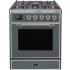 Ilve Majestic II Collection UM30DNE3BGCLP - Majestic II 30 Inch Dual Fuel Natural Gas Freestanding Range in Blue Grey with Chrome Trim