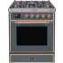 Ilve Majestic II Collection UM30DNE3BGPLP - Majestic II 30 Inch Dual Fuel Natural Gas Freestanding Range in Blue Grey with Copper Trim