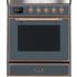 Ilve Majestic II Collection UMI30NE3BGP - Majestic II 30 Inch Electric Freestanding Range in Blue Grey with Copper Trim