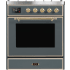 Ilve Majestic II Collection UM30DNE3BGGLP - Majestic II 30 Inch Dual Fuel Natural Gas Freestanding Range in Blue Grey with Brass Trim