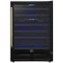 Forno Bacchino FWCDR663424BLK - Bacchino 24 Inch Wine Cooler, Black with Antique Brass Handles, with LED Lighting, Triple Glass Door, 51 Bottle Capacity, Built-In or Freestanding