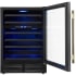 Forno Bacchino FWCDR663424BLK - Bacchino 24 Inch Wine Cooler, Black with Antique Brass Handles, with LED Lighting, Triple Glass Door, 51 Bottle Capacity, Built-In or Freestanding