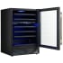 Forno Bacchino FWCDR663424BLK - Bacchino 24 Inch Wine Cooler, Black with Antique Brass Handles, with LED Lighting, Triple Glass Door, 51 Bottle Capacity, Built-In or Freestanding