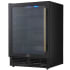 Forno Frescolino FWCDR666524BLK - Frescolino 24 Inch Beverage Cooler, Black with Antique Brass Handles, with LED Lighting, Triple Glass Door, 188 Can Capacity, Built-In or Freestanding