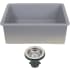 Nantucket Sinks ISFC24GRSB1 - 24 Inch Matte Grey Single Bowl Dual Mount Sink with a Stainless Steel Basket Strainer