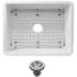 Nantucket Sinks ISFC24WSB1 - Fireclay White Single Bowl Dualmount Sink with Sink Grid and Basket Strainer