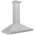 ZLINE Autograph Edition KB4SNZ48CB - 48 Inch Wall Mount Chimney Hood DuraSnow® Stainless Steel with Champagne Bronze Handle