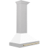 ZLINE Autograph Edition KB4SNZWM30G - 30 Inch Wall Mount Chimney Hood DuraSnow® Stainless Steel with White Matte Shell