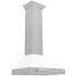 ZLINE Autograph Edition KB4SNZWM30G - 30 Inch Wall Mount Chimney Hood DuraSnow® Stainless Steel with Polished Gold Handle