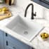 Kraus KFD124GWH - Fireclay 24 Inch Single Bowl Dual Mount Kitchen Sink Angle View