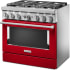 KitchenAid Commercial-Style KFDC506JPA - 36 Inch Freestanding Dual Fuel Smart Range Angle View