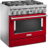 KitchenAid Commercial-Style KFDC506JPA - 36 Inch Freestanding Dual Fuel Smart Range Angle View