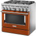 KitchenAid Commercial-Style KFDC506JSC - 36 Inch Freestanding Dual Fuel Smart Range Angle View