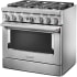 KitchenAid Commercial-Style KFDC506JSS - 36 Inch Freestanding Dual Fuel Smart Range Angle View