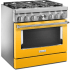 KitchenAid Commercial-Style KFDC506JYP - 36 Inch Freestanding Dual Fuel Smart Range Angle View