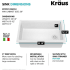 Kraus KFDW133GWH - 33 Inch Fireclay Single Bowl Dual Mount Workstation Kitchen Sink Dimension