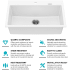 Kraus Quarza Series KGD412BWHITE - 31” Granite Drop In / Undermount Single Bowl White Kitchen Sink