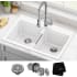 Kraus Quarza Series KGD433BWHITE - 33” Granite Drop In / Undermount 50/50 Double Bowl White Kitchen Sink