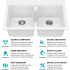 Kraus Quarza Series KGD433BWHITE - 33” Granite Drop In / Undermount 50/50 Double Bowl White Kitchen Sink