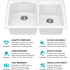 Kraus Forteza Series KGD50WHITE - 33” Granite Drop In / Undermount 60/40 Double Bowl White Kitchen Sink