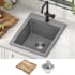 Kraus Bellucci™ KGTW1218MGR - 18 Inch Workstation Drop-In Top Mount Single Bowl Kitchen Sink with Accessories