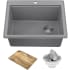 Kraus Bellucci™ KGTW1225MGR - 25 Inch Workstation Drop-In Top Mount Single Bowl Kitchen Sink with Accessories