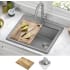 Kraus Bellucci™ KGTW1225MGR - 25 Inch Workstation Drop-In Top Mount Single Bowl Kitchen Sink with Accessories