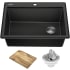 Kraus KGTW1228MBL - 28 Inch Workstation Drop-In Top Mount Single Bowl Kitchen Sink with Accessories