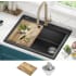 Kraus KGTW1228MBL - 28 Inch Workstation Drop-In Top Mount Single Bowl Kitchen Sink with Accessories