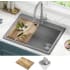 Kraus KGTW1228MGR - 28 Inch Workstation Drop-In Top Mount Single Bowl Kitchen Sink with Accessories