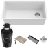 Kraus Bellucci™ KGUW133WH100100 - 32" Undermount Single Basin Granite Composite Kitchen Sink with Drying Rack, Basket Strainer, Cutting Board, and Garbage Disposal